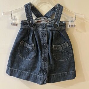 Petit‎ Bateau Navy Button-Front Overalls Dress Girls 12 months